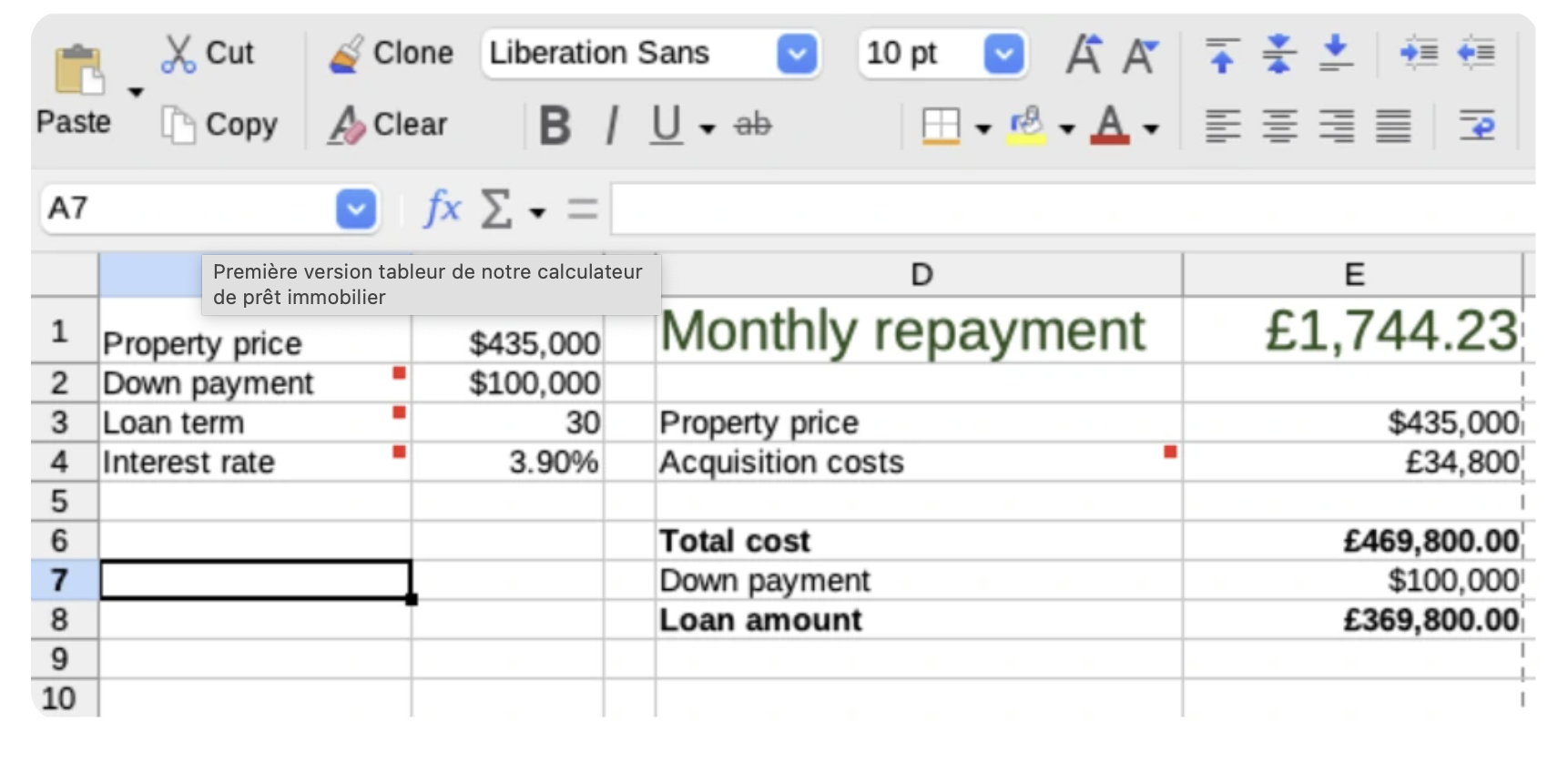 First spreadsheet version of our mortgage calculator First spreadsheet version of our mortgage calculator